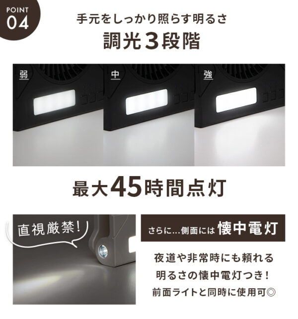 ソーラー充電＆USB対応 軽量ファン ソレア 【保証180日】 - 画像 (8)