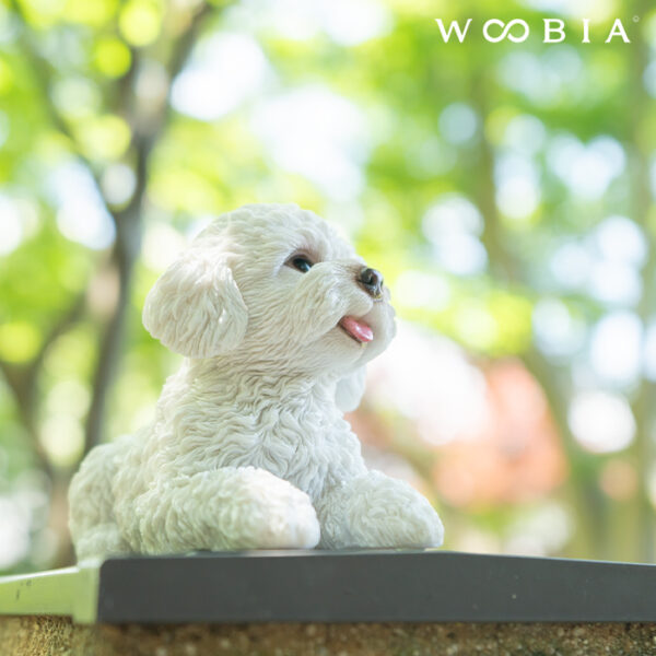 伏せして見上げるわんこ《 トイプードル 白 11cm》