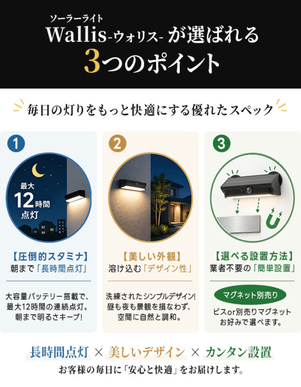 人感ソーラーライト Wallis（ウォリス）【保証180日】