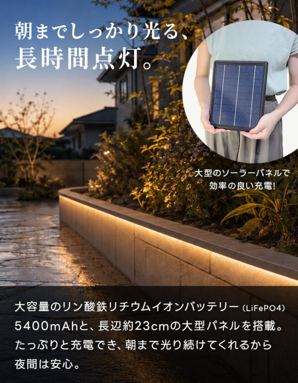 【予約商品　11月下旬より順次出荷予定】LEDテープライト 屋外 ソーラー 5m リノーラ【180日保証】
